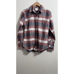 Weatherproof Vintage Ladies Comfort Stretch Flannel Shirt BROWN Size M